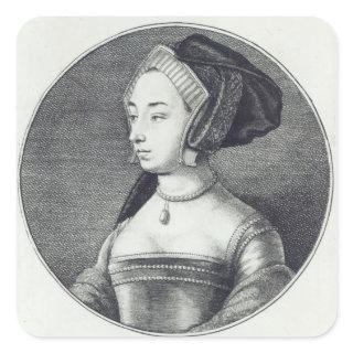 Anne Boleyn, etched by Wenceslaus Hollar, 1649 Square Sticker