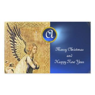 ANNUNCIATION ANGEL MONOGRAM, Blue Sapphire Rectangular Sticker