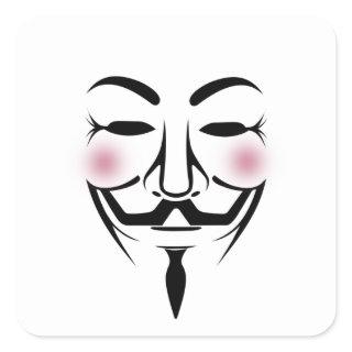 anonymus mask vendetta hacker cyber internet hackt square sticker