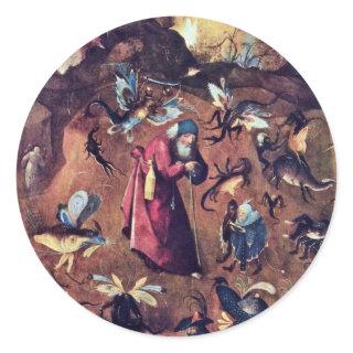 Anthony With Monsters. By Hieronymus Bosch Classic Round Sticker