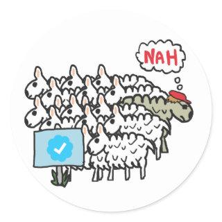 Anti Blue Check Mark Classic Round Sticker