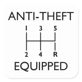 Anti-Theft Equipped (With Stickshift) Square Sticker