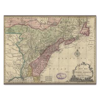 Antique 1763 North America Map, Restored Decoupage Tissue Paper