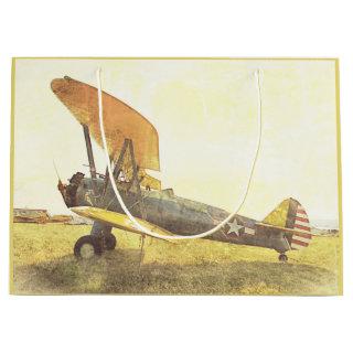 Antique Airplane Biplane Large Gift Bag