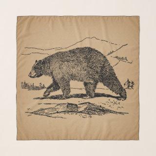 Antique Bear Art Illustrated Vintage Bear Scarf