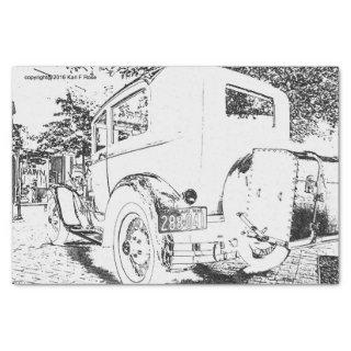 Antique car as a sketch tissue paper