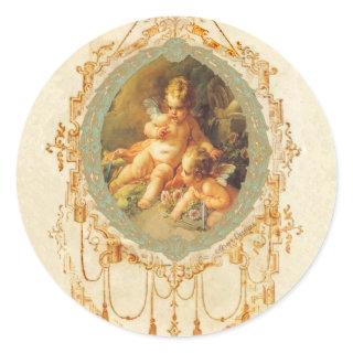 Antique Cherub Ornate Art Design Stickers Tags