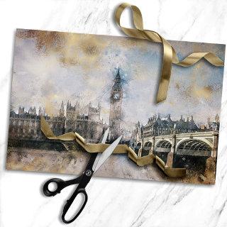 Antique Clock Tower | Steampunk Big Ben Decoupage Tissue Paper