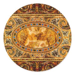 Antique Decorative Italian Gemstone Pattern Classic Round Sticker