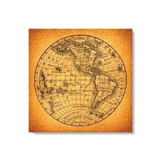 Antique Earth World Map Vintage Globe Art Canvas Print