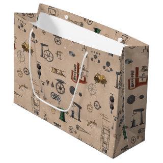 Antique Engineering Mechanical Scientific Pattern Large Gift Bag