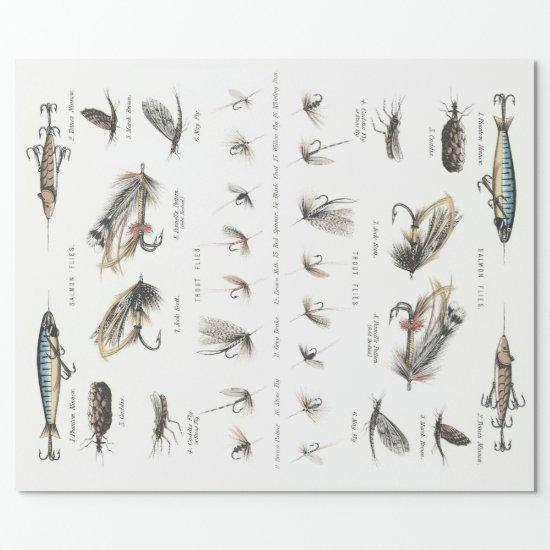 ANTIQUE FLY FISHING LURE COLLECTION DECOUPAGE