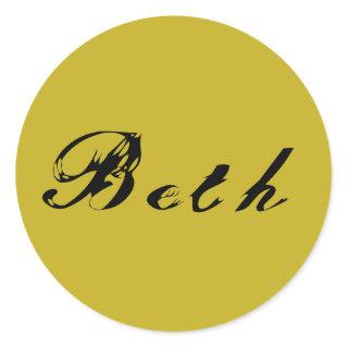 antique font Beth from orphan Black tv show Classic Round Sticker