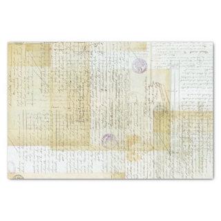 Antique French Document Collage Tissue Paper