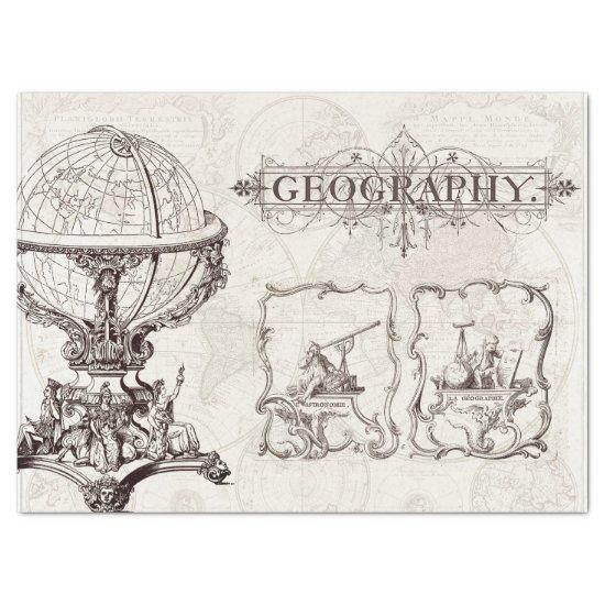 ANTIQUE GEOGRAPHY AND ASTRONOMY EPHEMERA TISSUE PAPER