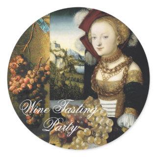 ANTIQUE GRAPE VINEYARD WINE TASTING PARTY CLASSIC ROUND STICKER