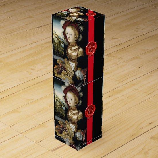 ANTIQUE GRAPE VINEYARD  WINE TASTING RED WAX SEAL WINE GIFT BOX