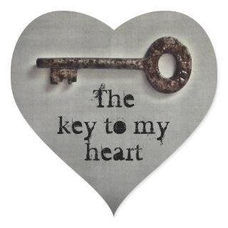 Antique key heart heart sticker
