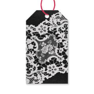 ANTIQUE LACE BLACK AND WHITE GIFT TAG