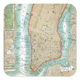 Antique Map of Lower Manhattan and Central Park Square Sticker