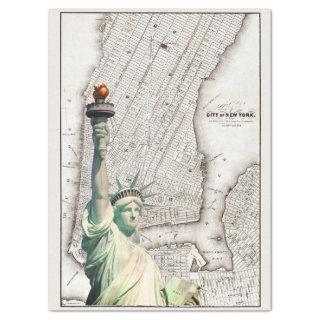 ANTIQUE MAP OF NEW YORK CITY AND STATUE OF LIBERTY TISSUE PAPER