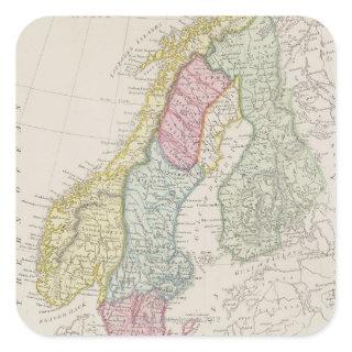 Antique Map of Sweden Square Sticker