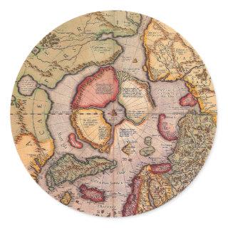 Antique Map of the North Pole Map by Mercator Classic Round Sticker