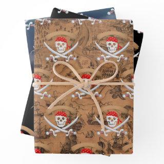Antique map Pirate Jolly Roger birthday party  Sheets