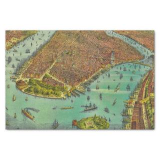Antique New York City Bird's Eye View Map Tissue Paper