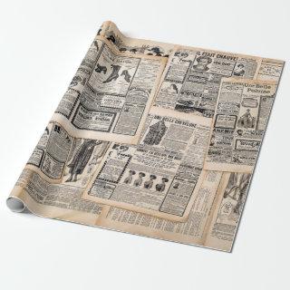 Antique Newspaper Advertisement Sheets Decoupage