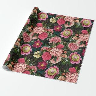 Antique Nostalgic Redouté Peonies Pattern black