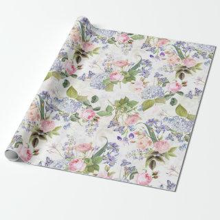 Antique Nostalgic Redouté Roses Pattern white