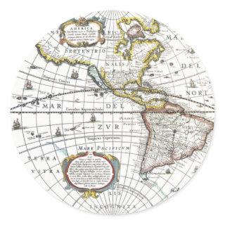 Antique Old World Map by Hendrik Hondius, 1630 Classic Round Sticker