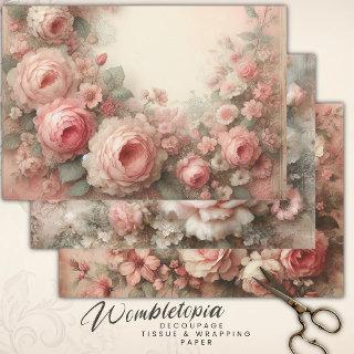 Antique Pastel Pink Rose Bouquets  Decoupage  Sheets