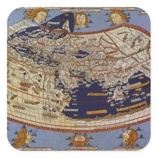 Antique Ptolemaic World Map, Johannes of Arnsheim Square Sticker