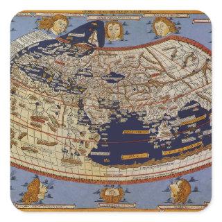 Antique Ptolemaic World Map, Johannes of Arnsheim Square Sticker