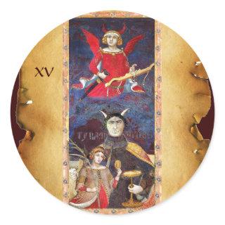 ANTIQUE RENAISSANCE TAROTS 15 / THE DEVIL CLASSIC ROUND STICKER