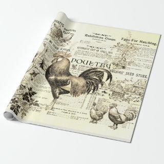 Antique Rooster Horticulture Ads Ephemera Beige