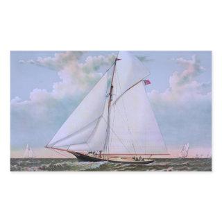 Antique Sailing Ship Sloop Yacht Sailboat Ocean Rectangular Sticker