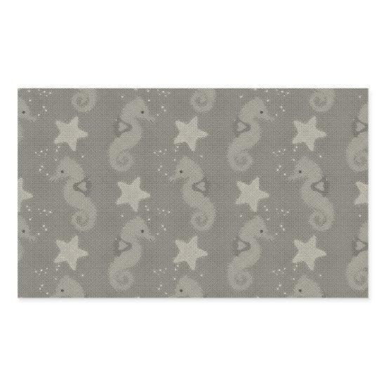 Antique Seahorse And Starfish Pattern Rectangular Sticker