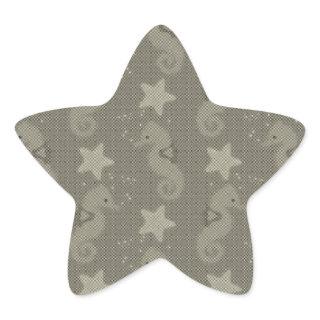 Antique Seahorse And Starfish Pattern Star Sticker