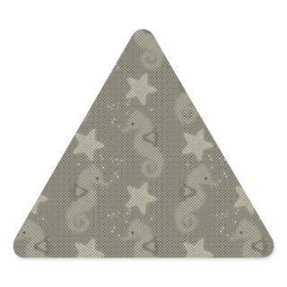 Antique Seahorse And Starfish Pattern Triangle Sticker