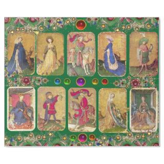 Antique Tarots,German Court Cards,Green Floral