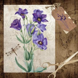 ANTIQUE TEXAS BLUEBELL'S WITH DRAGONFLY TISSUE PAPER