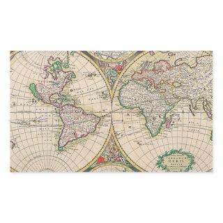 Antique World Map Rectangular Sticker