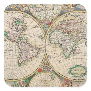 Antique World Map Square Sticker