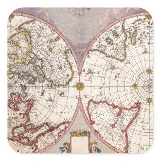 Antique World Map Square Sticker