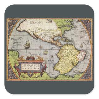 Antique World Map the Americas by Abraham Ortelius Square Sticker