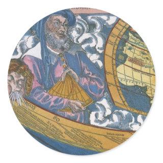 Antique World Map with Claudius Ptolemy, 1507 Classic Round Sticker