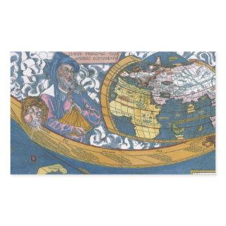 Antique World Map with Claudius Ptolemy, 1507 Rectangular Sticker